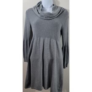 Jillian & Nicole Gray Cowl Neck Ribbed Bodice Top Small Lightweight Long Soft